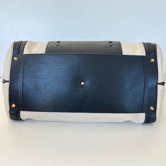 CHLOE Alicia Black Cream Leather Gold Hardware Extra Large Duffel Tote Satchel - Picture 9 of 16